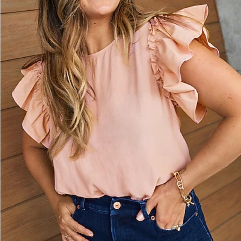 Express Ruffle Sleeve Thong Bodysuit